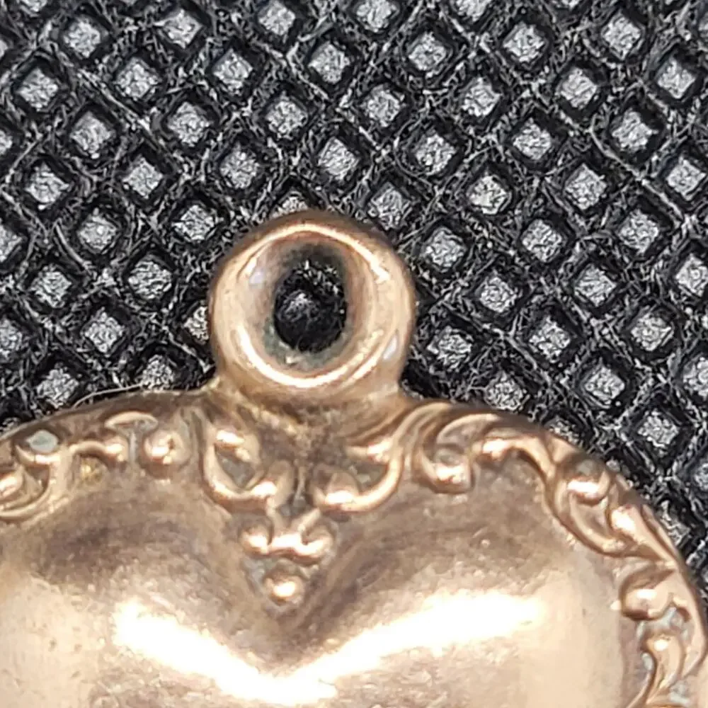 Romantic Antique Heart Charm Rose Gold Filled‎ Faux Pearl Monogram Coquette